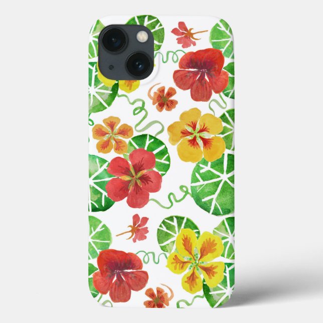 Handritade vattenfärg nasturtium blommor (Baksida)