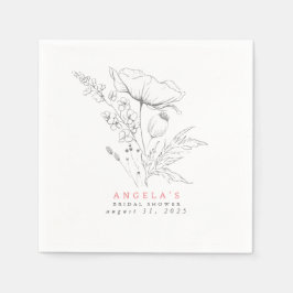 Handritade vilda blommor Elegant minimalism Pappersservett