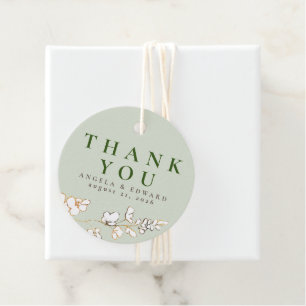 Handritade vilda blommor minimalistiskt tack gåvor etiketter