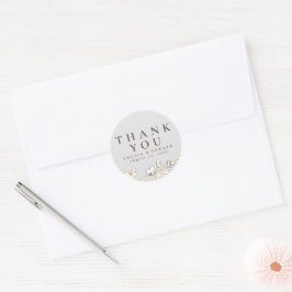 Handritade vilda blommor minimalistiskt tack runt klistermärke