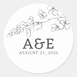 Handritade vildblommor Enkla Eleganta Minimalistis Runt Klistermärke