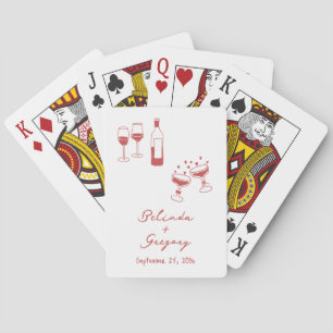 Handritade vinröda illustrationer klotter bröllop casinokort