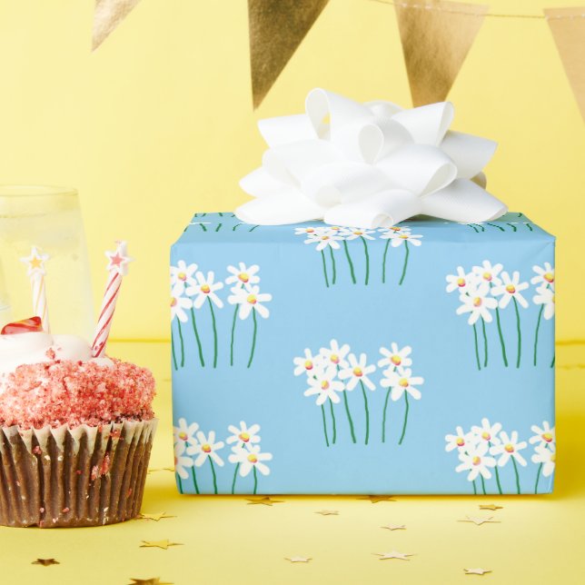 Handritade vita dagar på mjuka mellblått presentpapper (Födelsedagsfest)