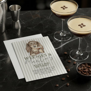Handritade Weenies och Martinis Dachshund Inbjudningar