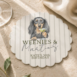 Handritade Weenies och Martinis Dachshund Underlägg Papper