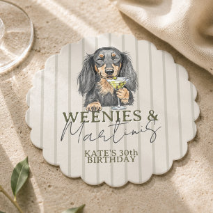 Handritade Weenies och Martinis Dachshund Underlägg Papper