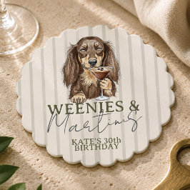 Handritade Wienerkorvar och Martinis Dachshund Underlägg Papper