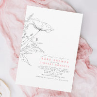 Handritade Wildblommes Elegant Rosa Baby Shower