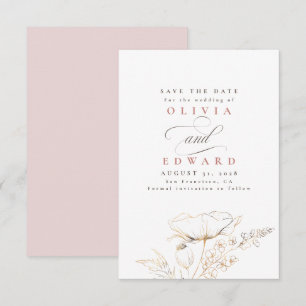 Handritade Wildblommor Dusty-Rosa Spara datum Datumet