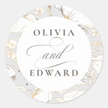 Handritade Wildblommor Elegant Guld Bröllop