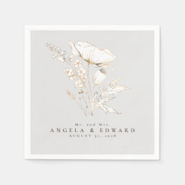 Handritade Wildblommor-Eleganten Minimalist Bröllo Pappersservett