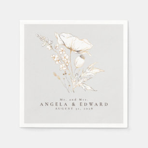 Handritade Wildblommor-Eleganten Minimalist Bröllo Pappersservett