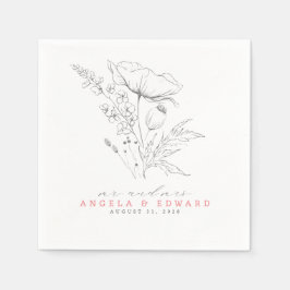 Handritade Wildblommor-Eleganten Minimalist Bröllo Pappersservett