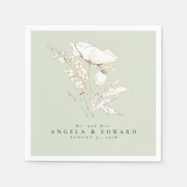 Handritade Wildblommor-Eleganten Minimalist Bröllo Pappersservett