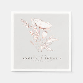 Handritade Wildblommor-Eleganten Minimalist Bröllo Pappersservett