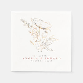 Handritade Wildblommor-Eleganten Minimalist Bröllo Pappersservett