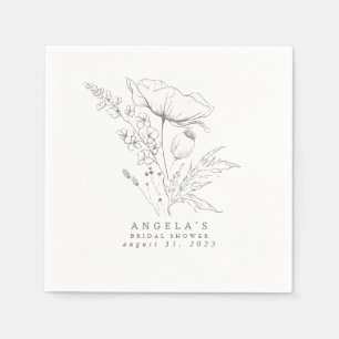 Handritade Wildblommor-Eleganten Minimalist Napkin Pappersservett