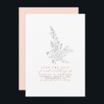 Handritade Wildblommor Peach Färg Spara datum Spara Datumet<br><div class="desc">Ljuspersika med handritade blyertspennor sparar datumkorten</div>