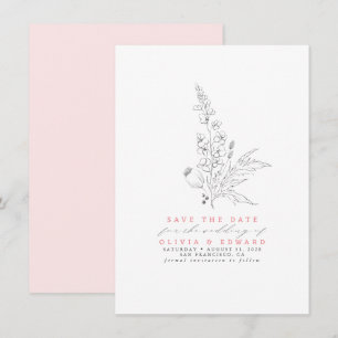 Handritade Wildblommor Rosa Spara datum Datumet