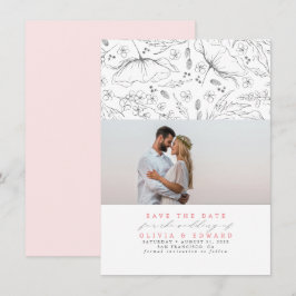 Handritade Wildblommor Rosa Spara datumfoto Datumet