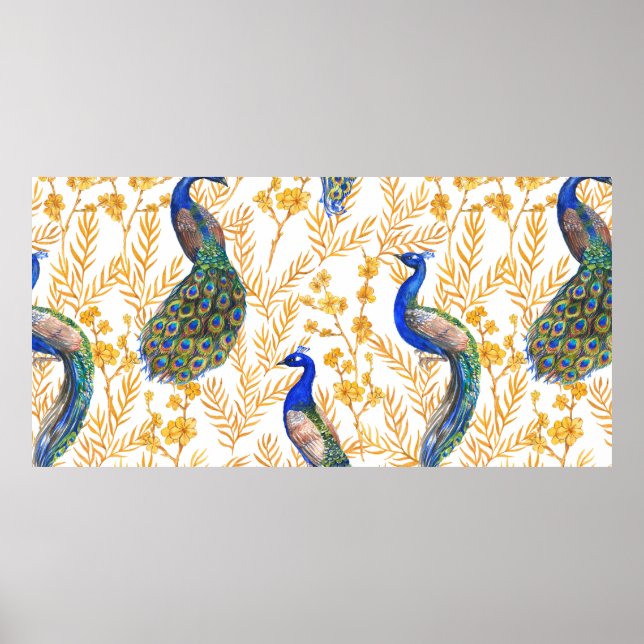 Handritat akvariefärglöst sömlöst mönster med kine poster (Framsidan)