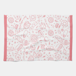 Handritat Bagarbutiksmönster Challah Tema Kökshandduk