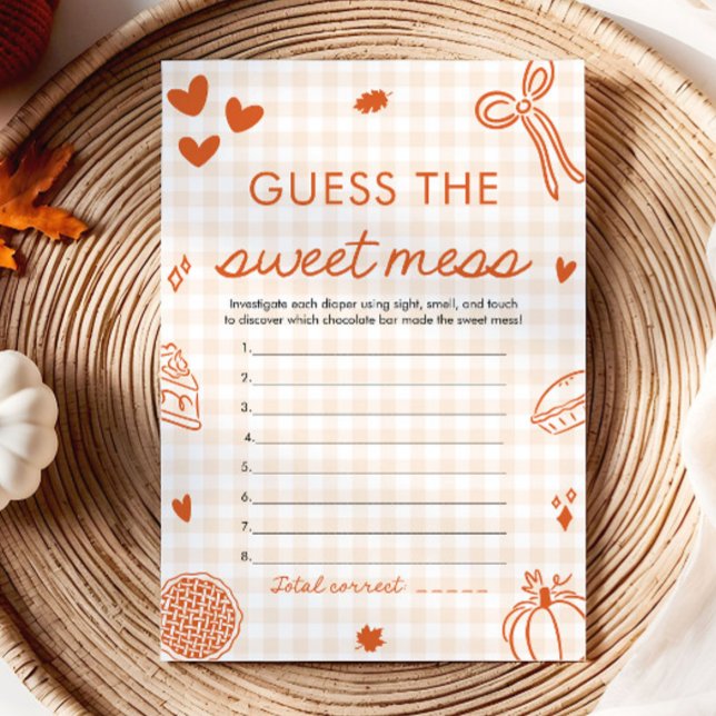Handritat Bebis Shower Gissa Den Söta Röjan Spel Inbjudningar (Hand Drawn Baby Shower Guess The Sweet Mess Game)