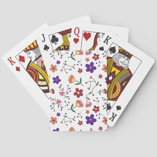 Handritat Blommönster Casinokort (Baksidan)