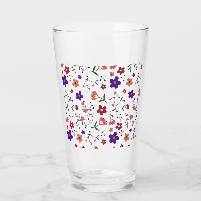 Handritat Blommönster Glaskopp (Framsida)