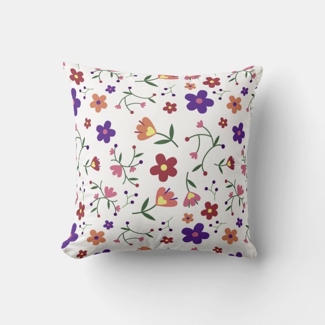 Handritat Blommönster Kudde (Framsida)