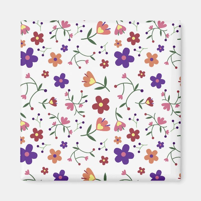 Handritat Blommönster Magnet (Framsidan)