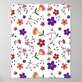 Handritat Blommönster Poster