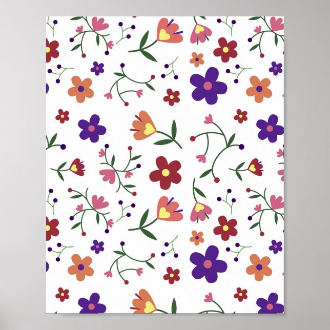 Handritat Blommönster Poster (Framsidan)