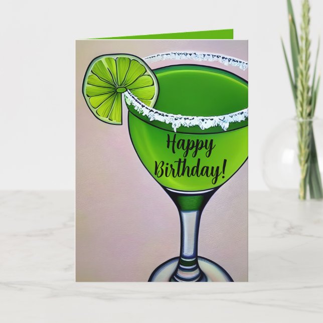 Handritat cocktail lime margarita födelsedagskort helgkort (Framsida)