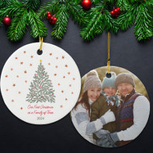 Handritat familjefoto för Julgran