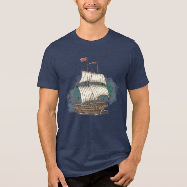 Handritat Fartyg T Shirt (Framsida)