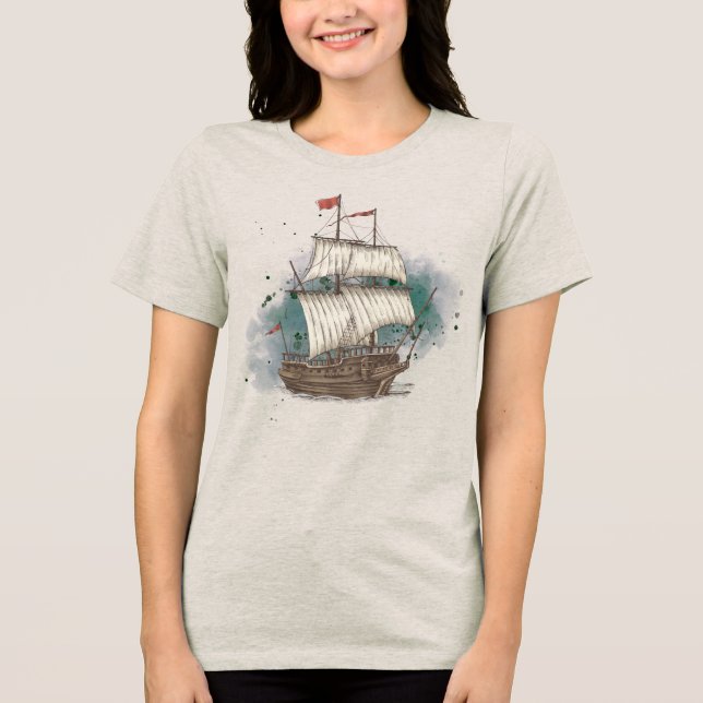 Handritat Fartyg T Shirt (Framsida)