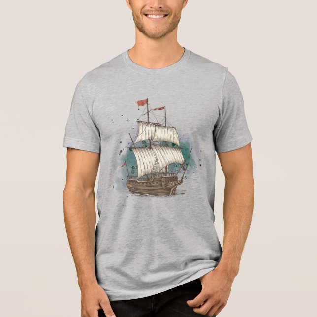 Handritat Fartyg T Shirt (Framsida)