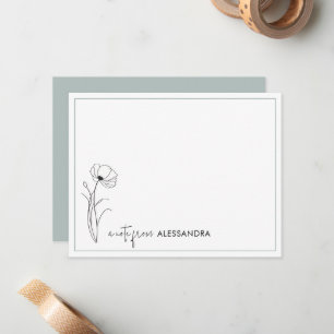 Handritat Floral Personalized Note Card Anteckningskort