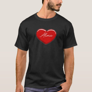 Handritat hjärta Alma - Förnamn Hjärtan Jag älskar T Shirt