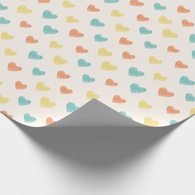 Handritat hjärtan doodle mönster inslagspapper presentpapper (Hörn)