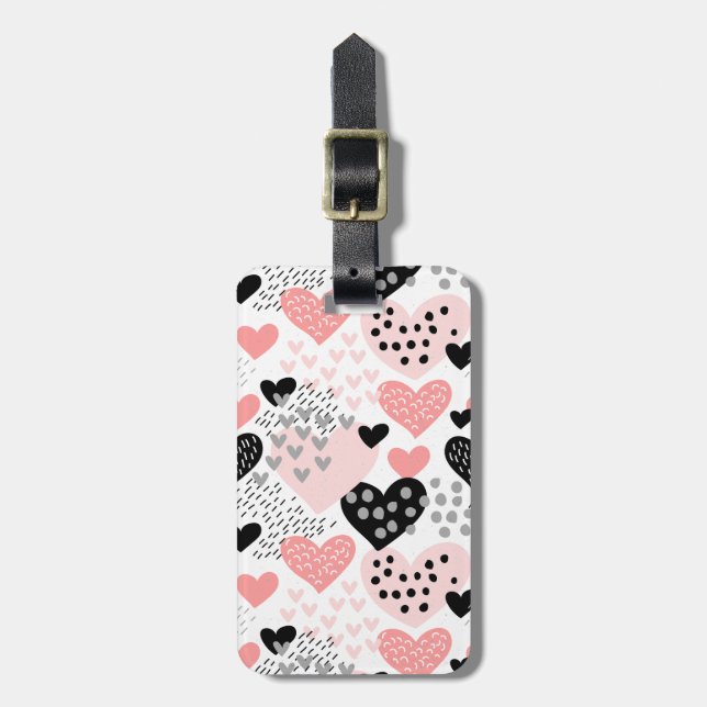 Handritat hjärtan och prickar Mönster ID471 Bagagebricka (Vertikal Framsida)