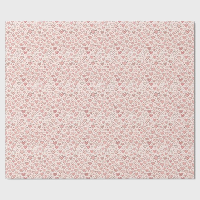 Handritat hjärtmönster presentpapper (Platt)