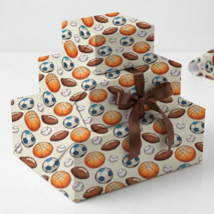 Handritat idrottsbollar presentpapper