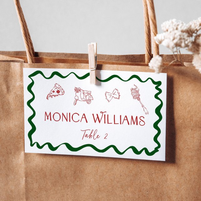 Handritat italienska That's Amore Pizza Handskrive Placeringskort (Skapare uppladdad)