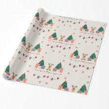 Handritat julklappspapper i rulle
