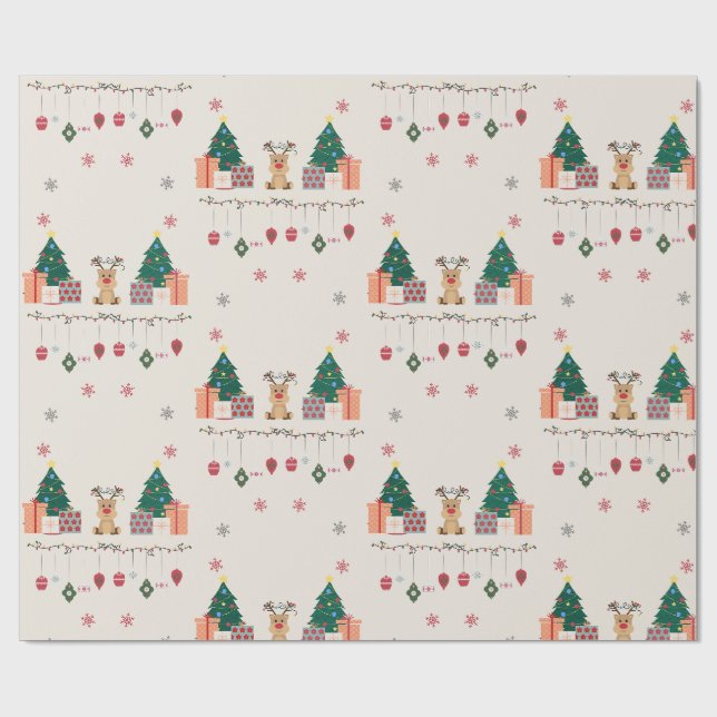 Handritat julklappspapper i rulle presentpapper (Platt)