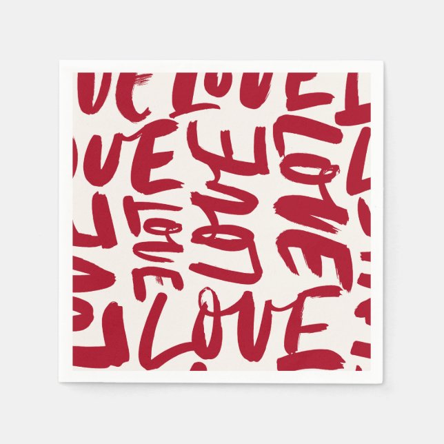 Handritat kärleksmönster Lekfull modern romantik  Pappersservett (Framsidan)