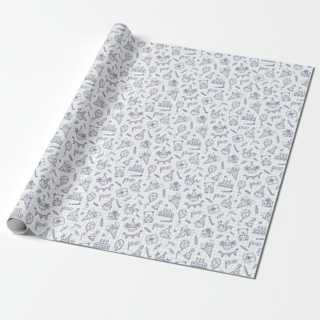 Handritat klotter födelsedagspresentpapper presentpapper (Utrullad)