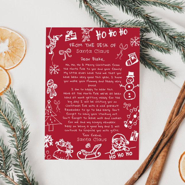 Handritat klotter julbrev från Tomten  Inbjudningar (Skapare uppladdad)